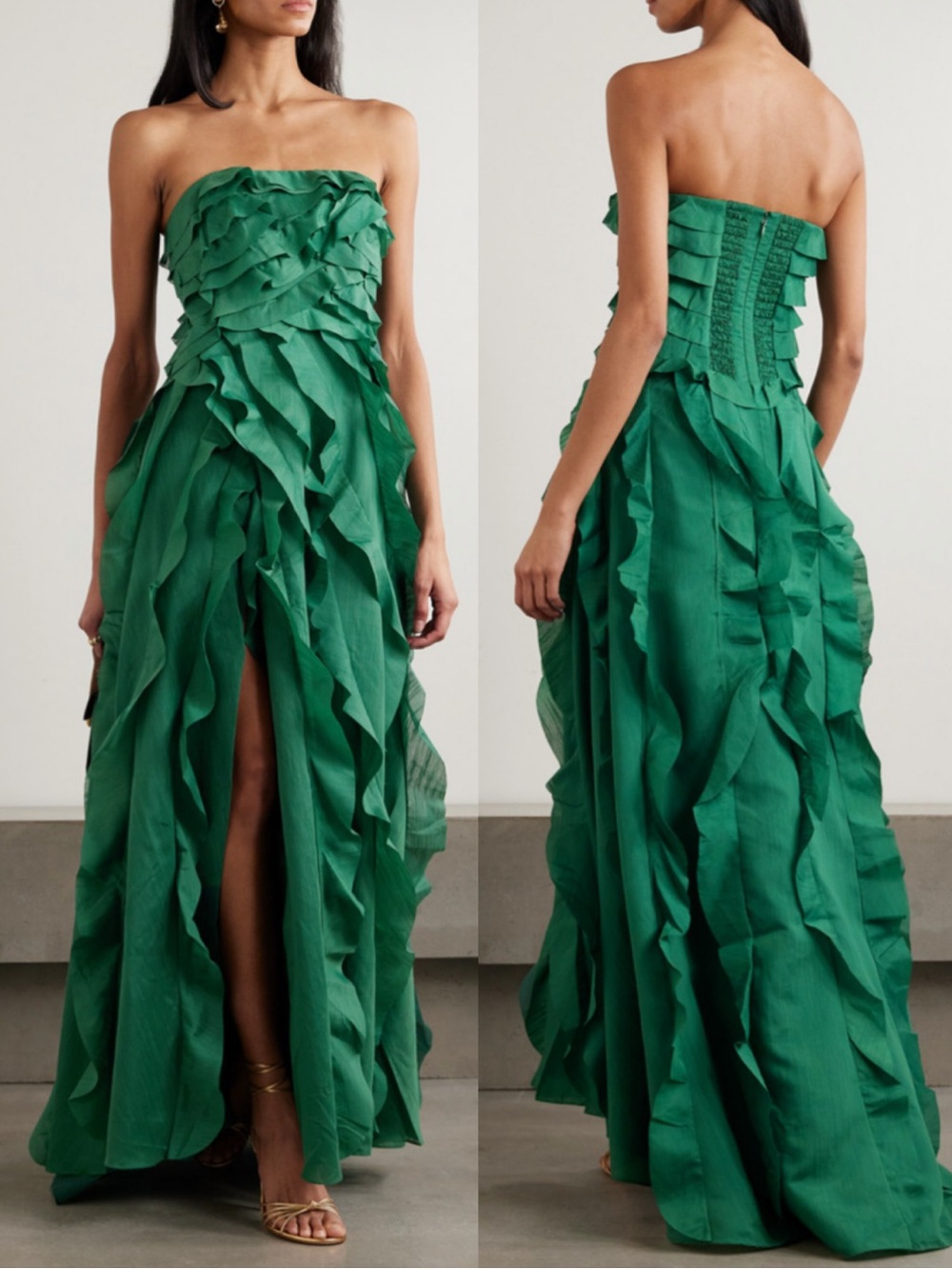 Aje Allairie Strapless Gown Maxi Dress in Forest Green Size AU 4 / US 0